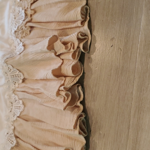 Boho Blue Betty top/blouse flounce bottom one size cream tan beige baby doll - Picture 12 of 14